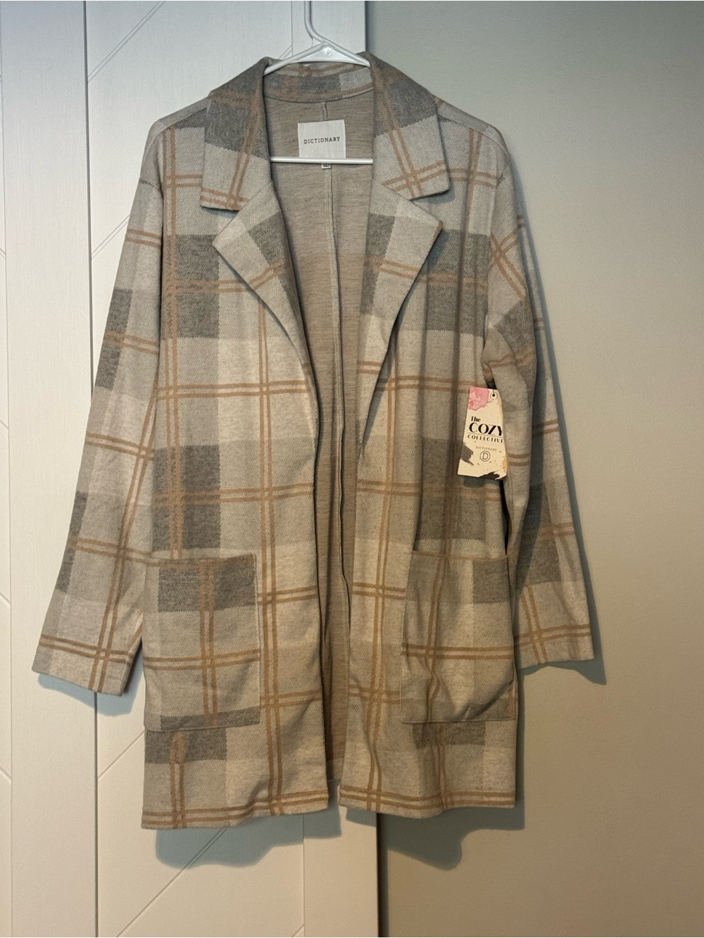 Dictionary Cozy Collective Plaid Open Front Cardigan Duster XL NWT - Picture 4 of 7